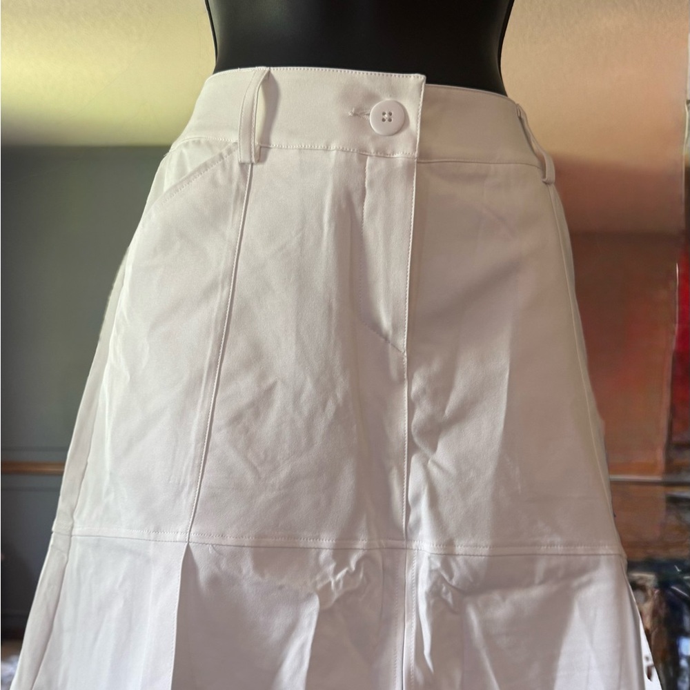 GG Collection White Tiered A-Line Midi Skirt NWT